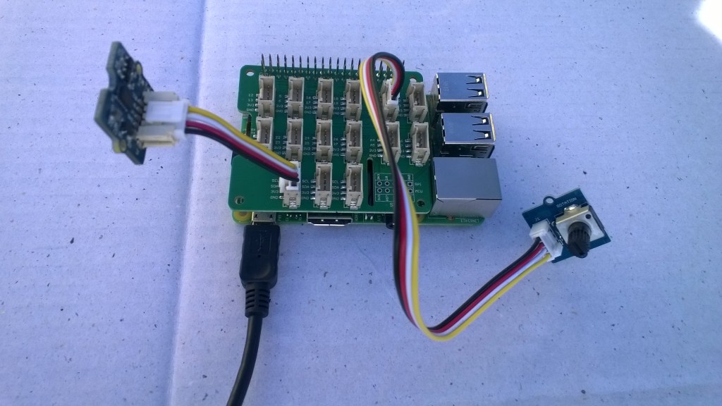 Raspberry PI with Grove Base Hat & ADXL345 & Rotary angle sensor