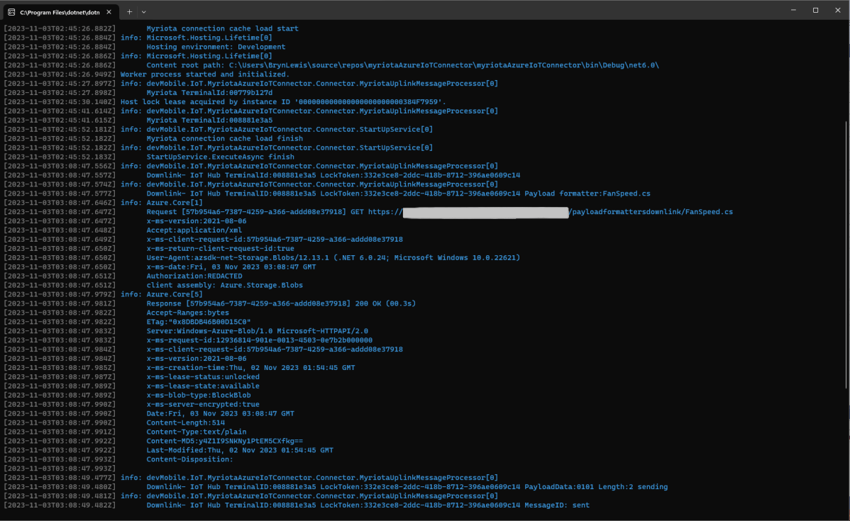 Myriota connector uplinkmessageprocessor queue output binding